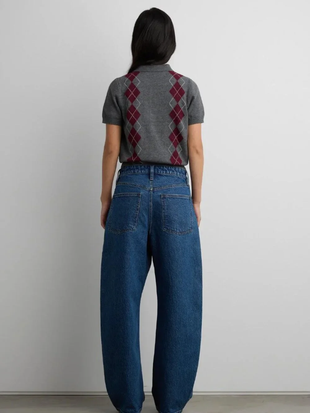 OAK + FORT: Argyle Short Sleeve Polo Sweater, Ladies Size M - Picture 3 of 10
